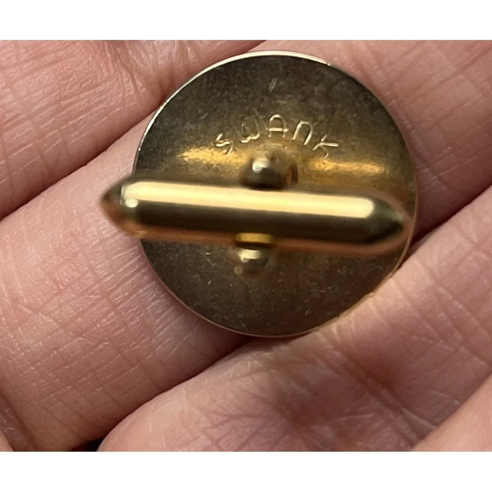 Vintage SWANK Gold Tone Geometric Pattern Bullet Back Cufflinks Men's Jewelry